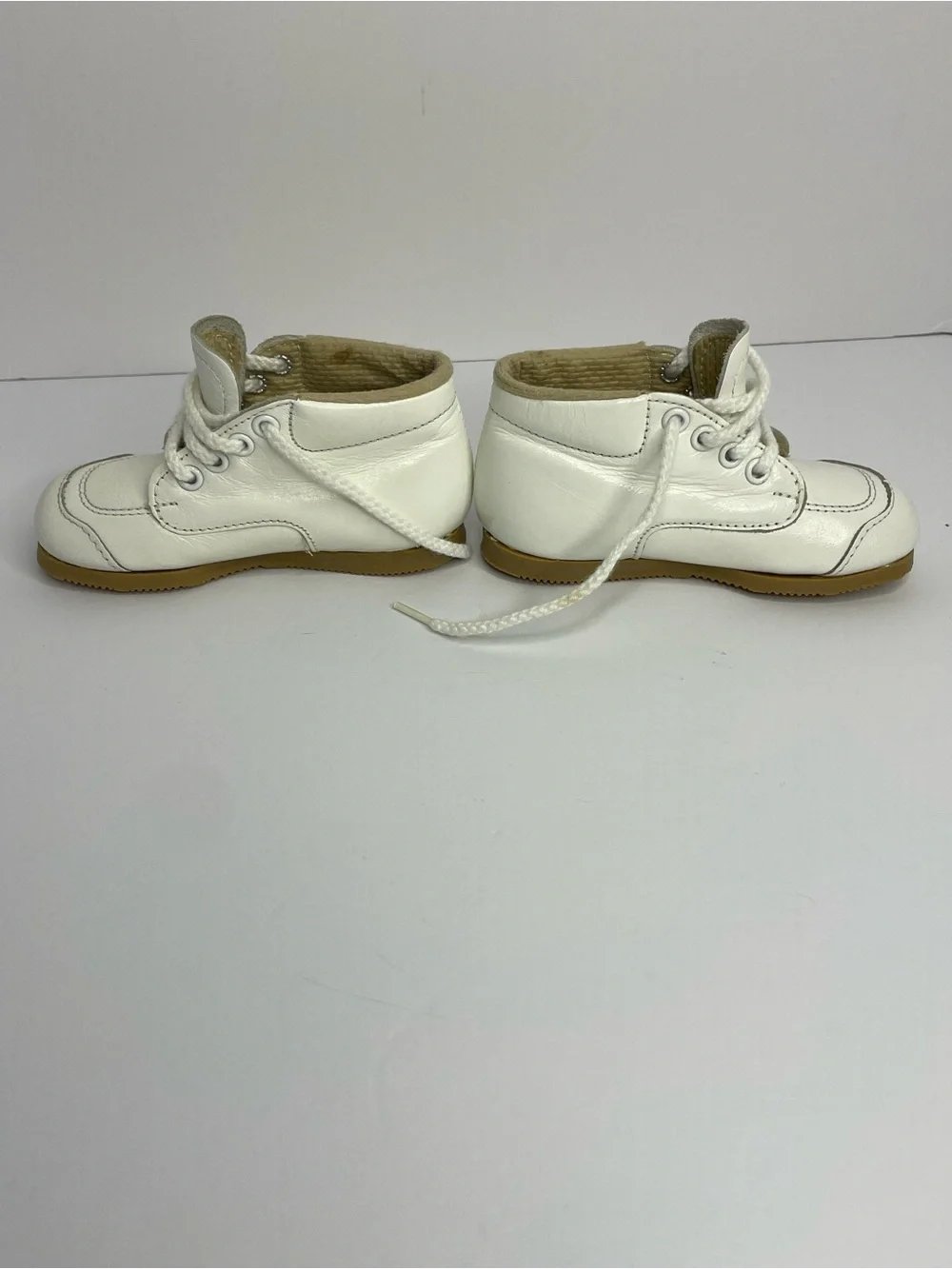 Vintage Toddletime White Leather Baby Walker Shoes Size 3 M USA